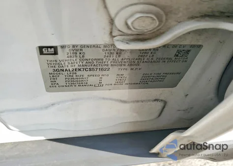 2012 Chevrolet Captiva Sport z USA, uszkodzony, nr VIN 3GNAL2EK7CS571622